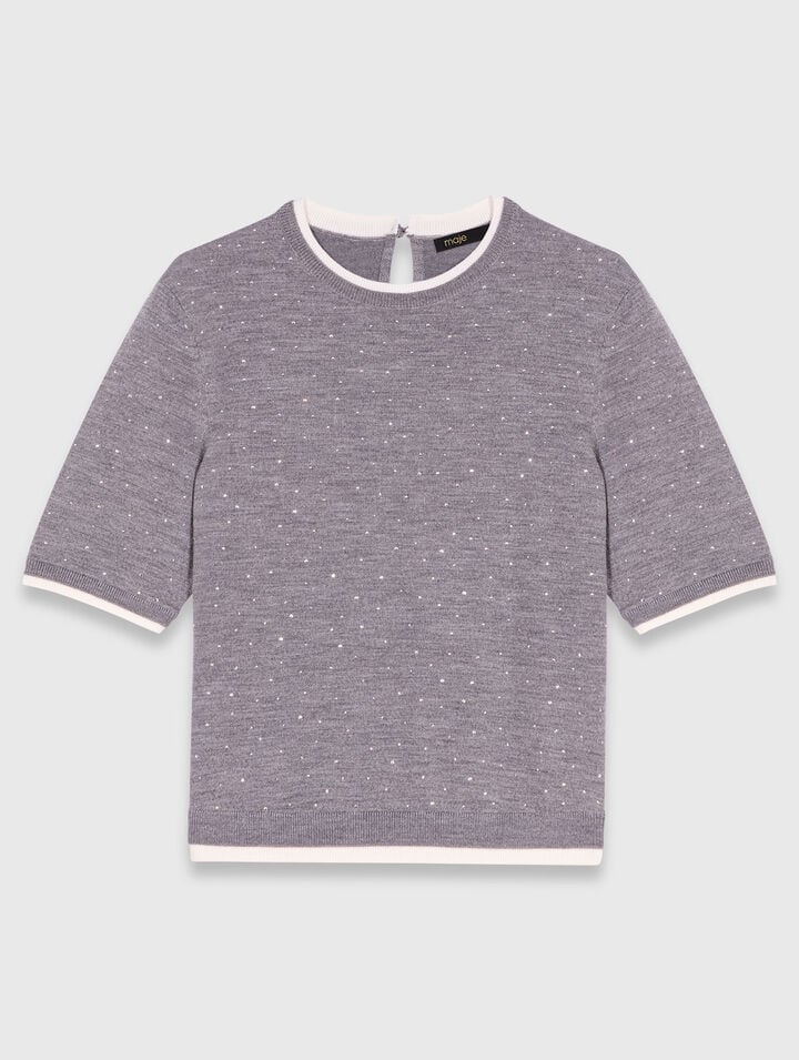 Maglione 100% lana con strass