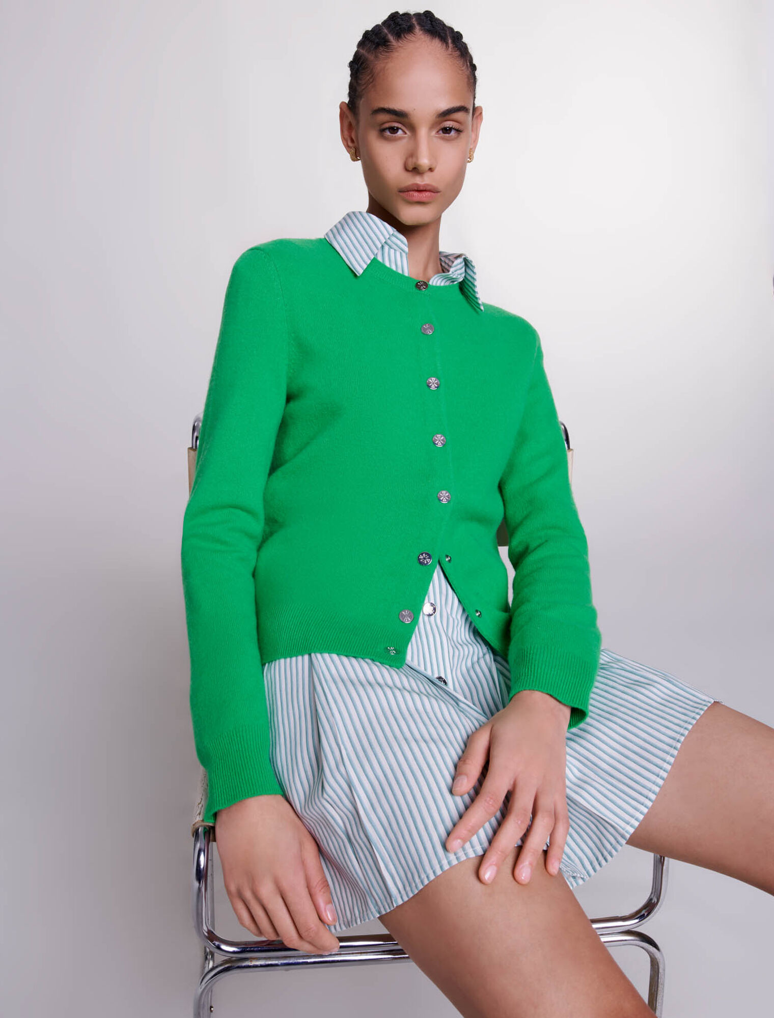 Cardigan in cashmere e lana