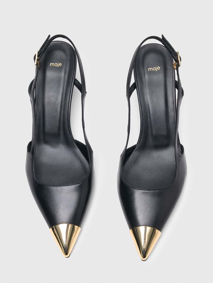 Décolleté slingback in pelle liscia