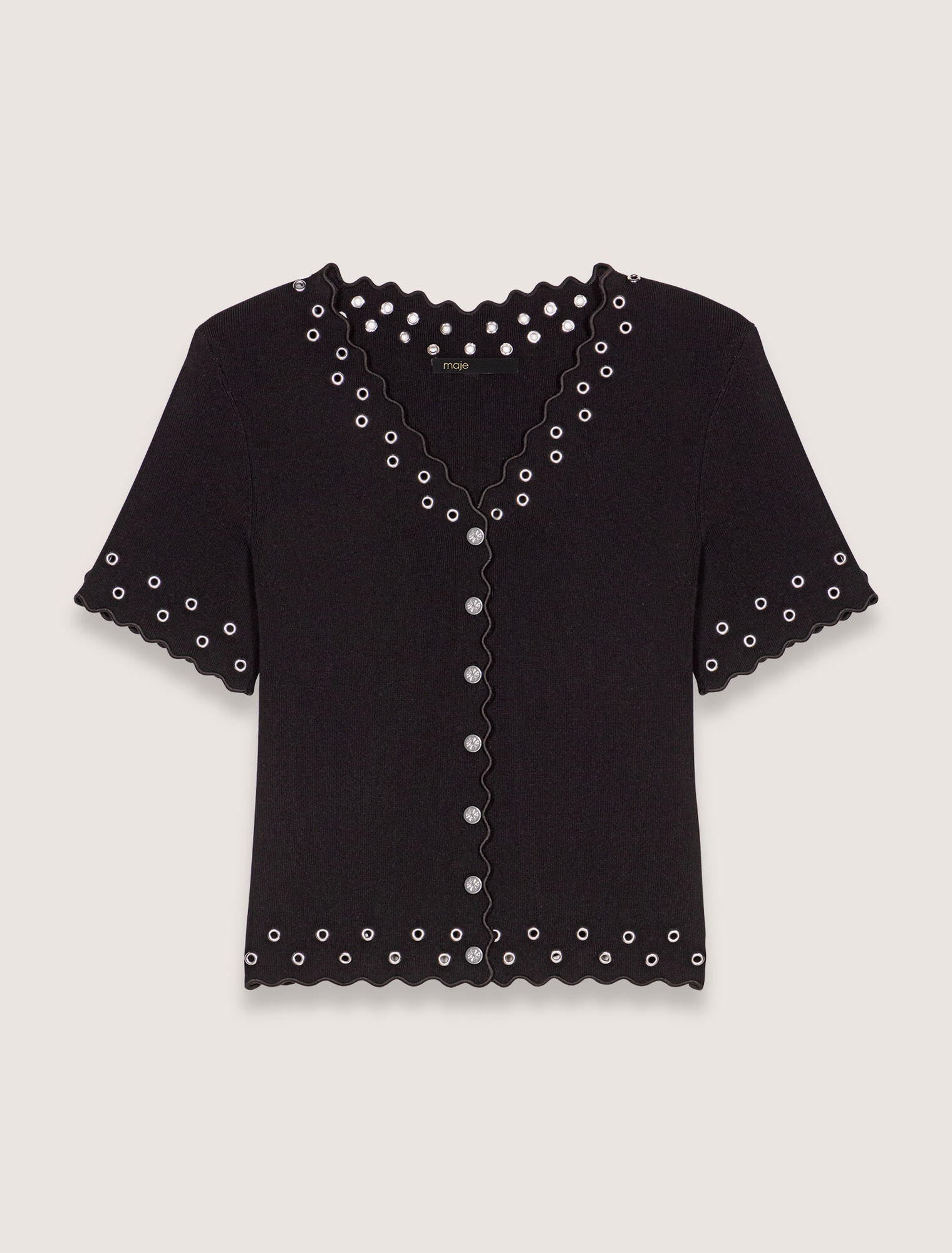 Cardigan corto con occhielli