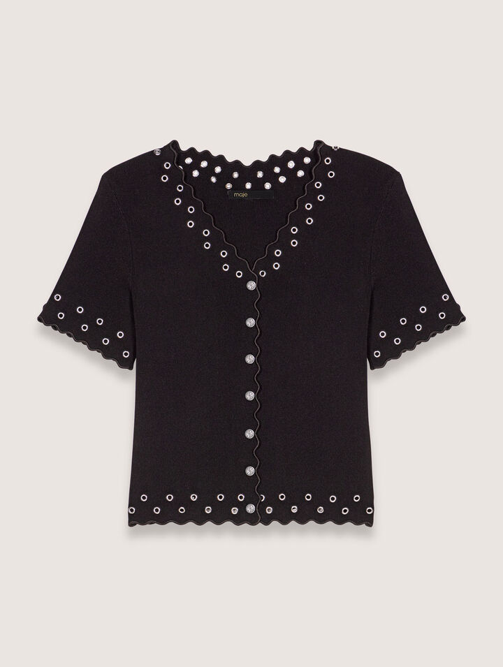 Cardigan corto con occhielli