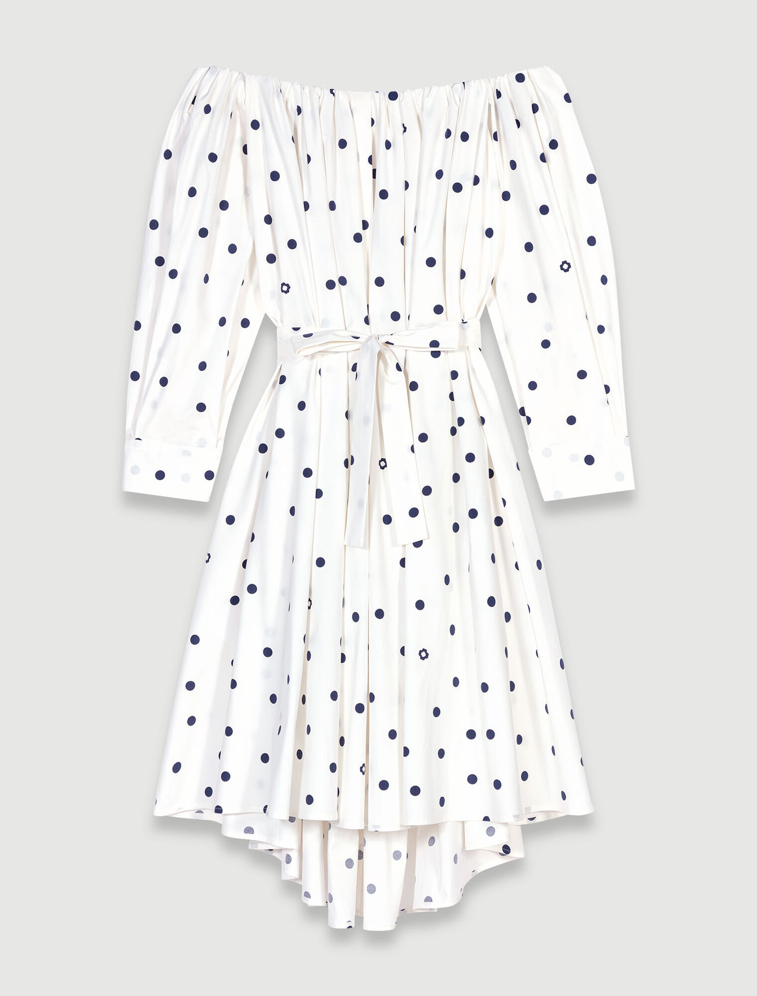 Abito chemisier con scollo bardot 