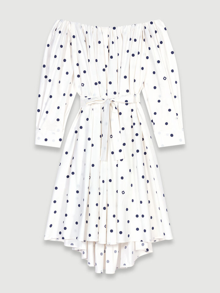 Abito chemisier con scollo bardot 