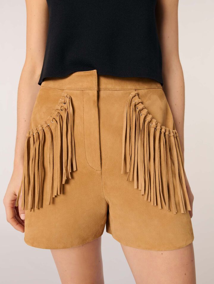Shorts con frange in nabuk