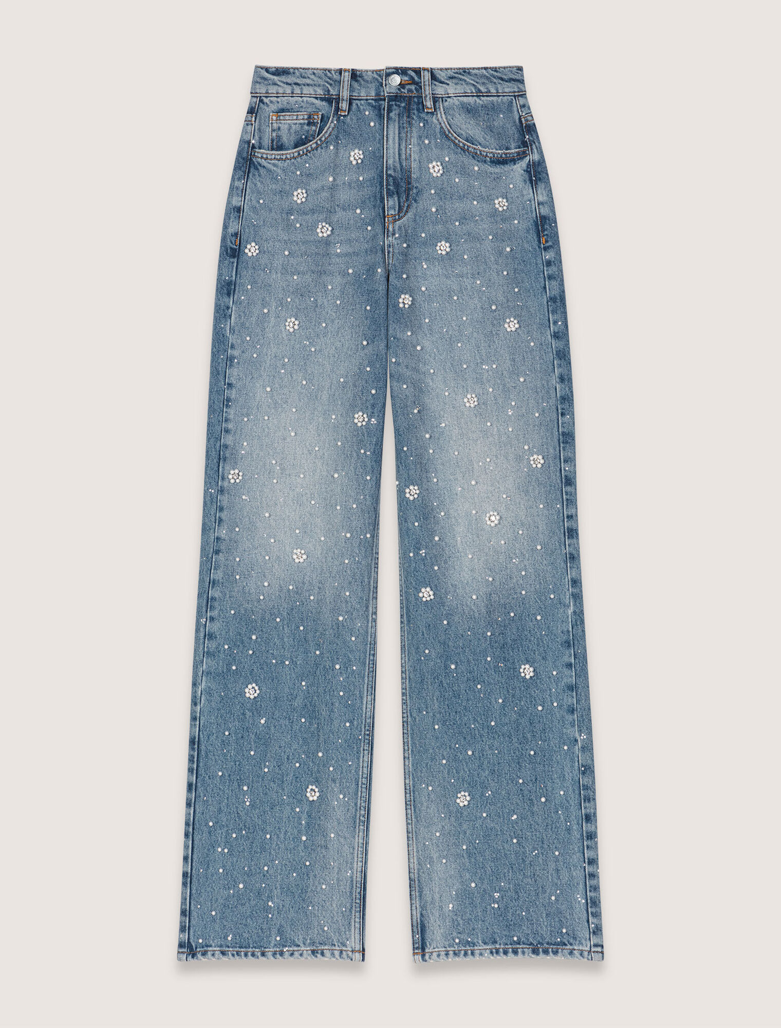 Jeans larghi ricamati