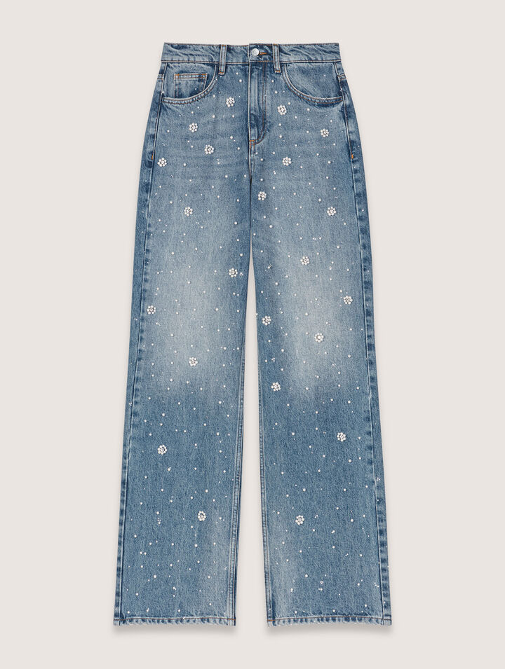 Jeans larghi ricamati