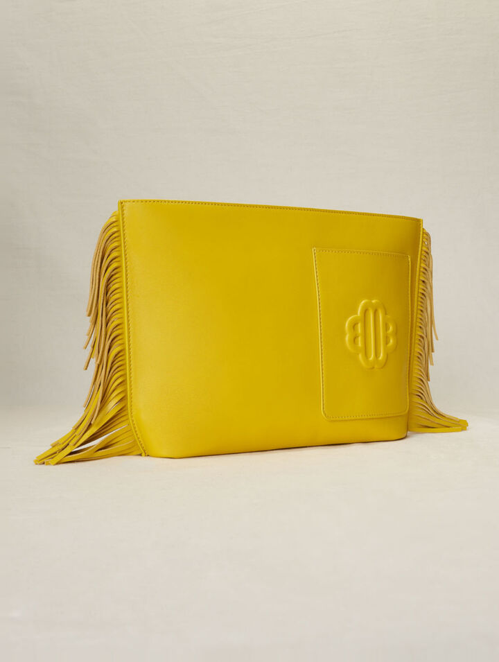 Pochette in pelle con frange