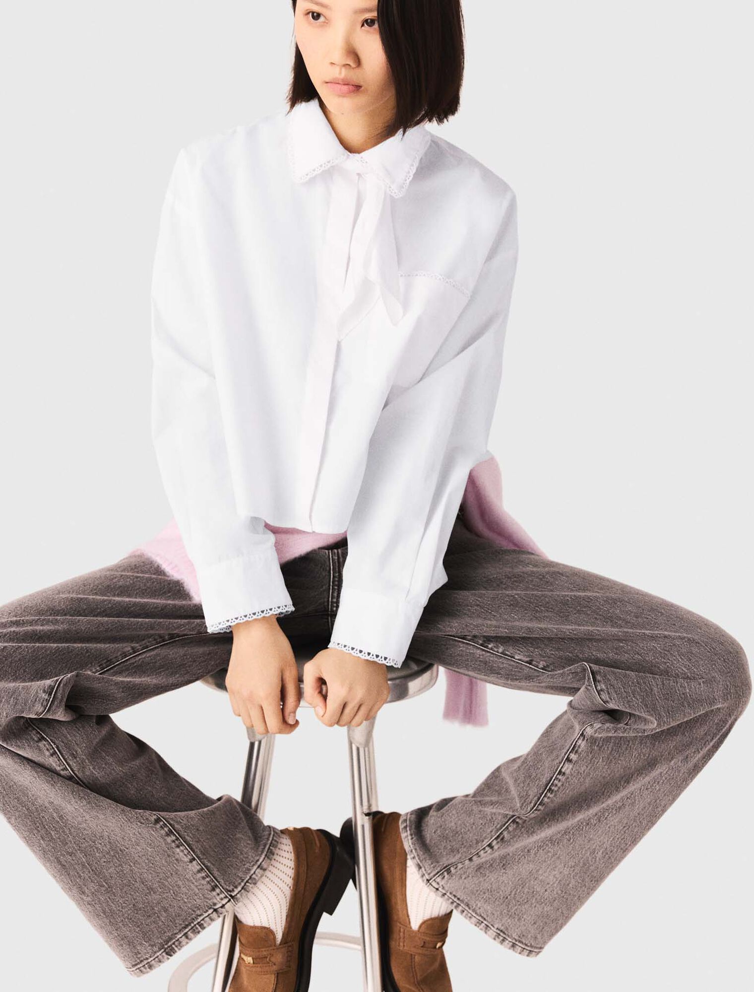 Camicia con colletto in crochet