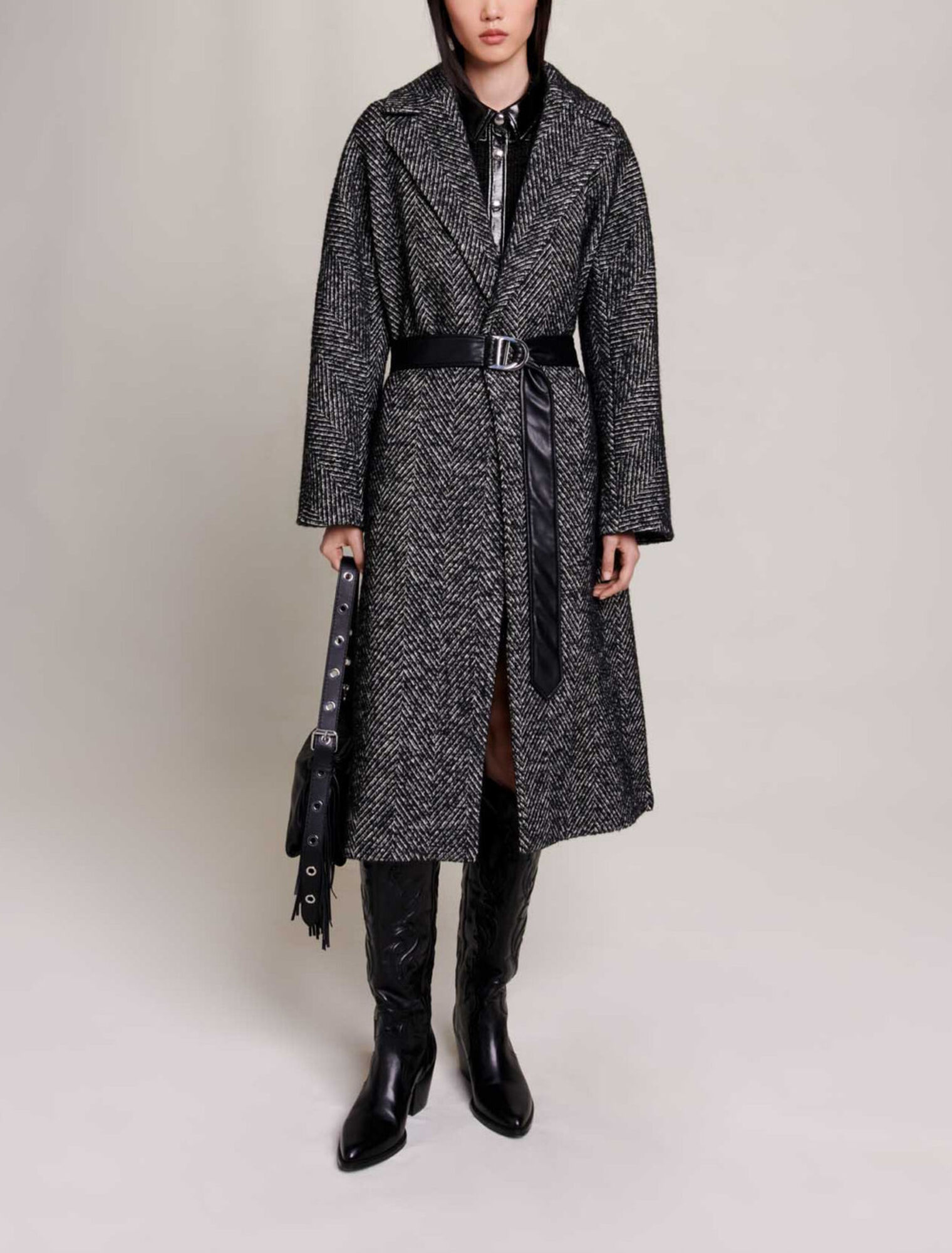 Cappotto lungo spigato