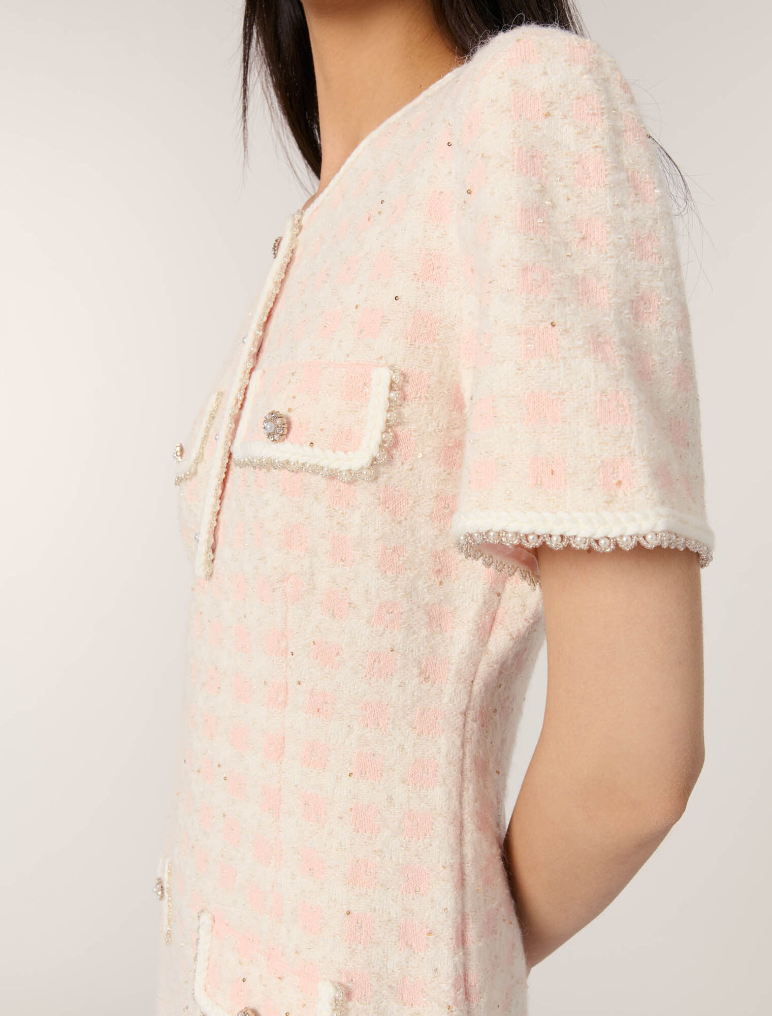 Abito corto in maglia effetto tweed