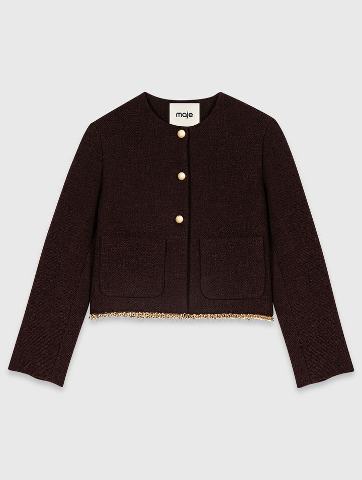 Giacca in tweed con profilo catena