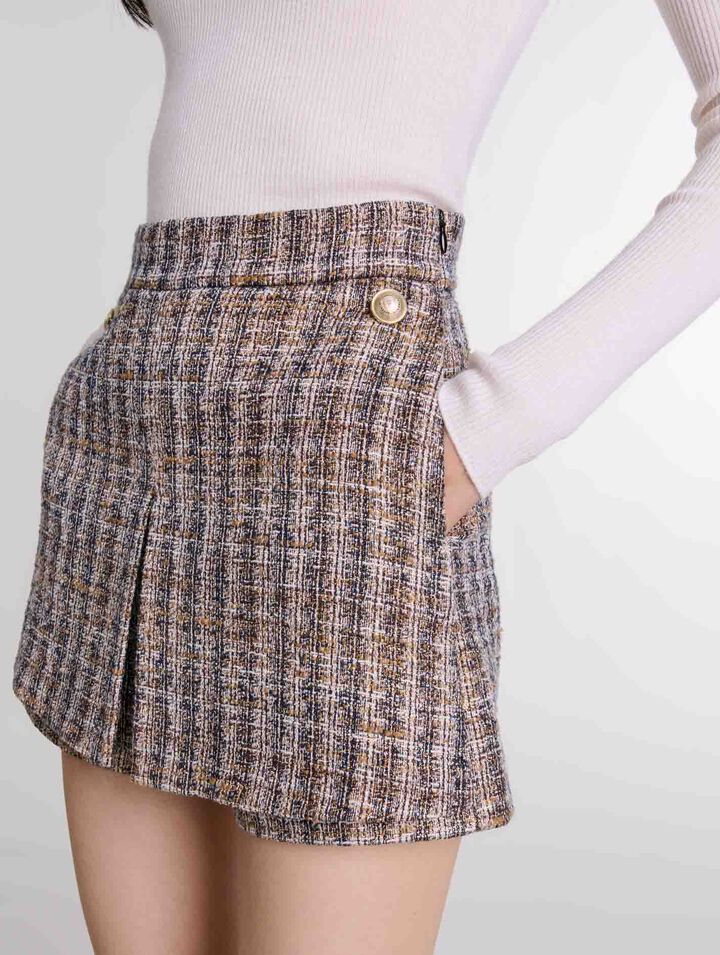 Pantaloncini trompe l'oeil in tweed