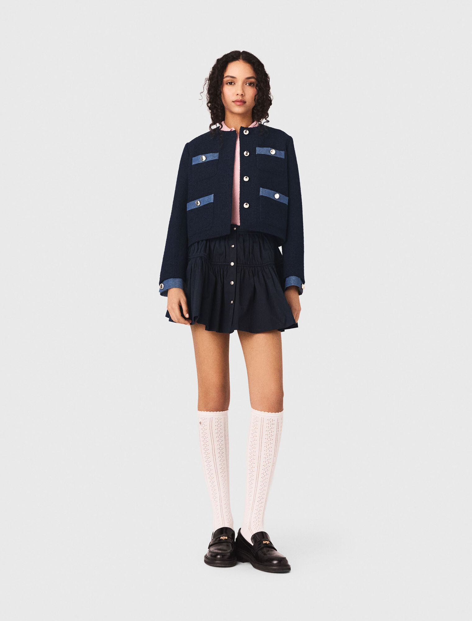 Giacca in tweed e profili denim