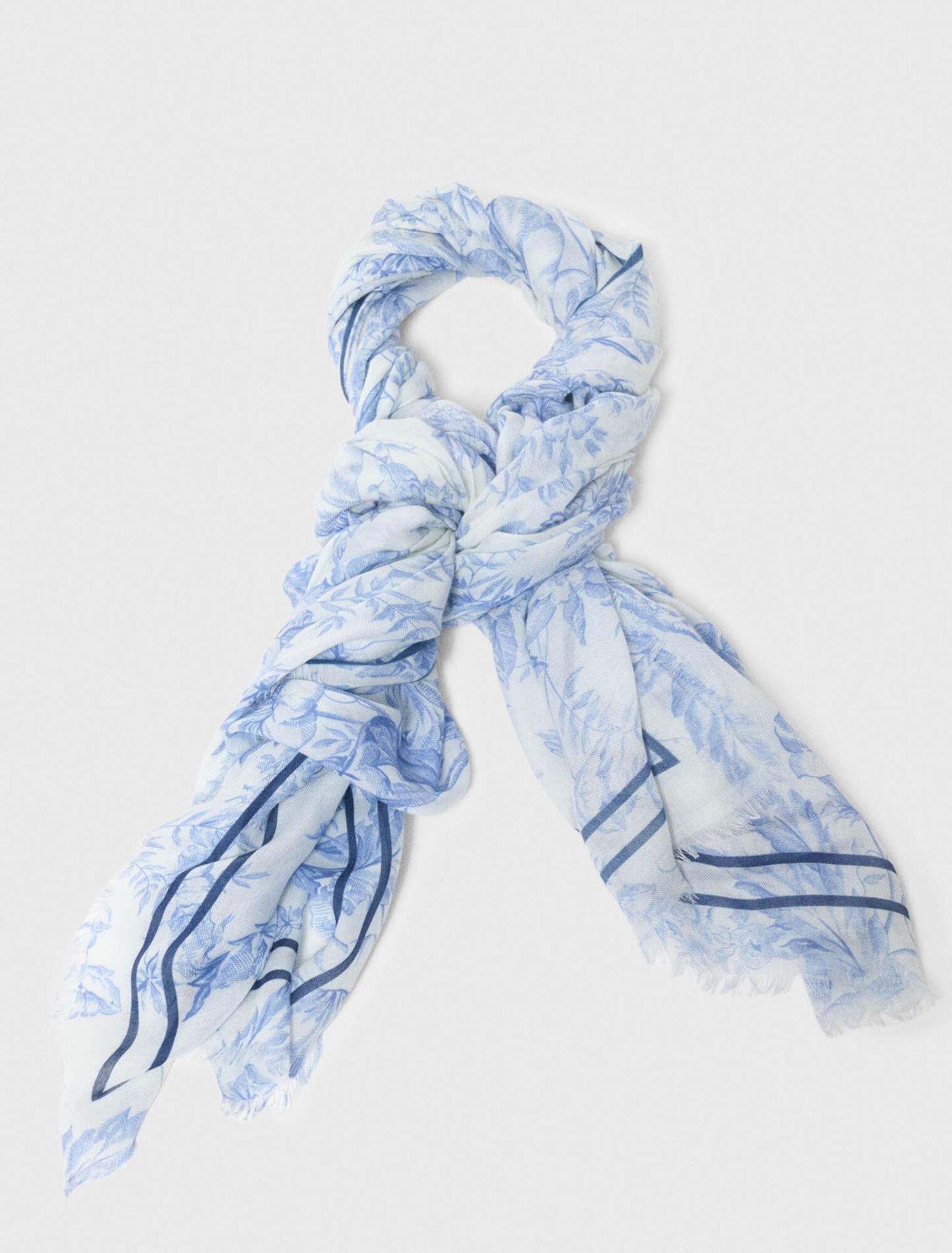 Scialle in misto lana stampa fiori