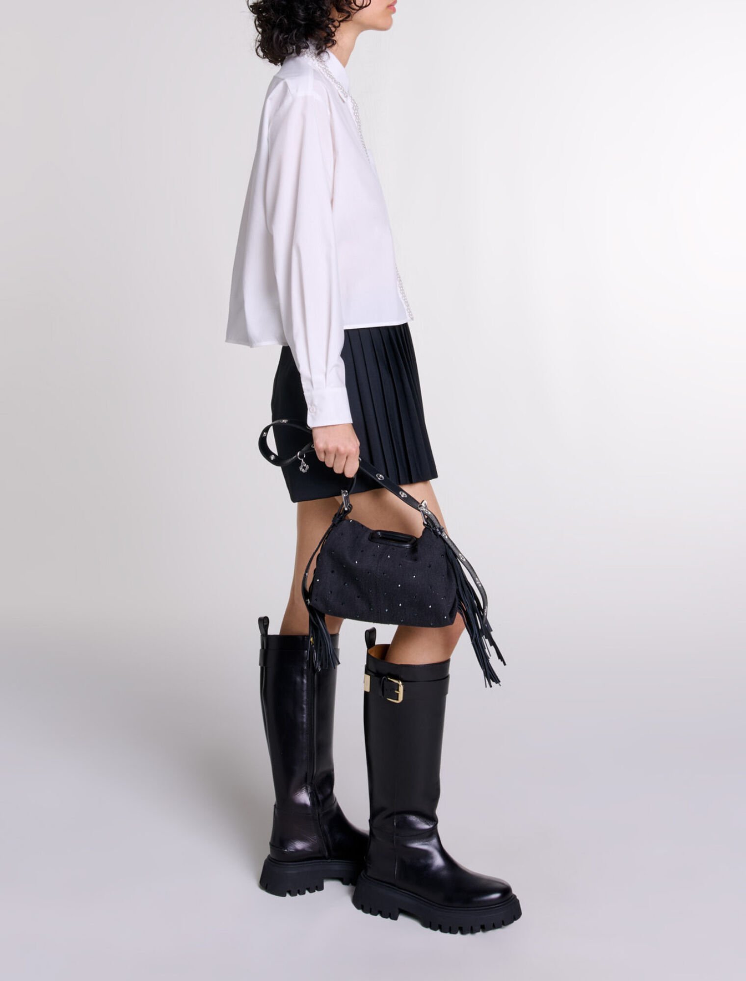 Camicia corta decorata con perline