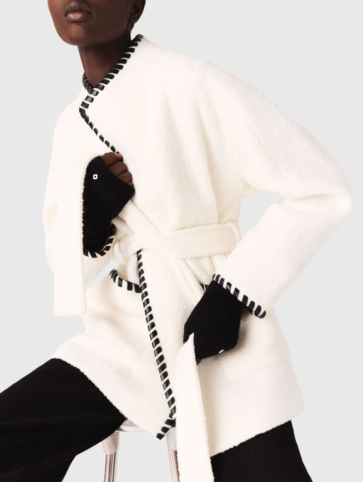 Cappotto foderato con nastro a contrasto