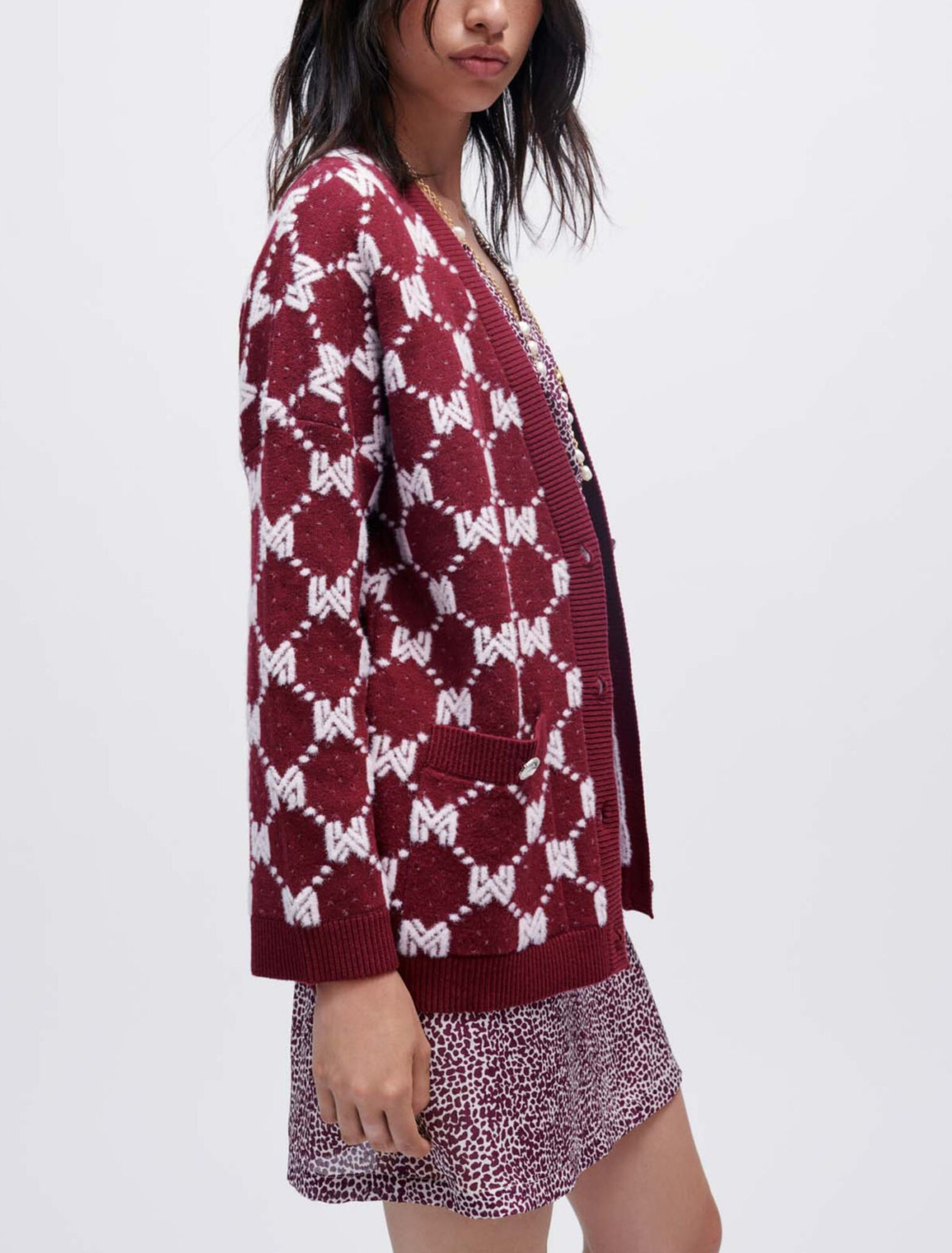 Cardigan in maglia jacquard Maje