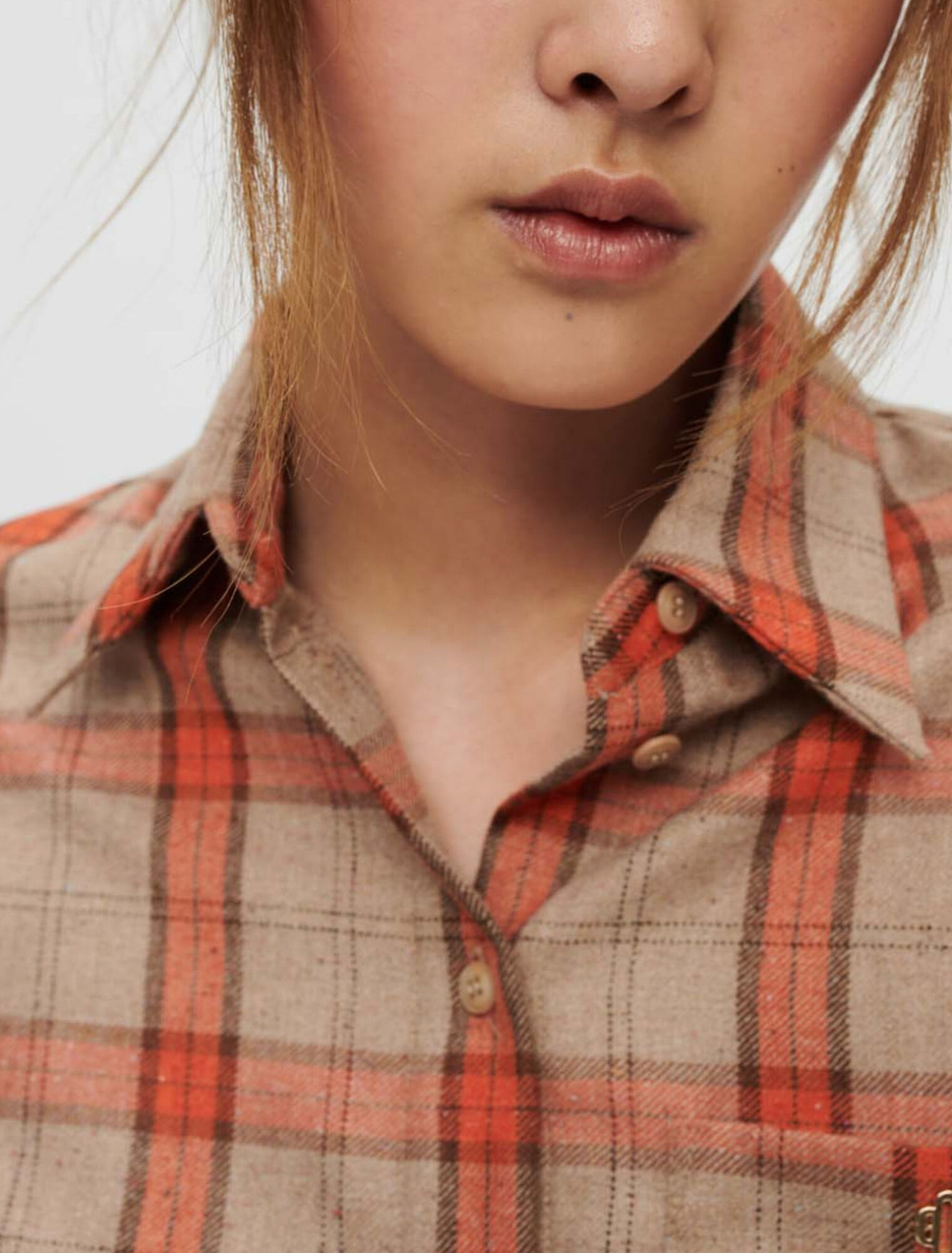 Camicia a quadri cammello e arancione