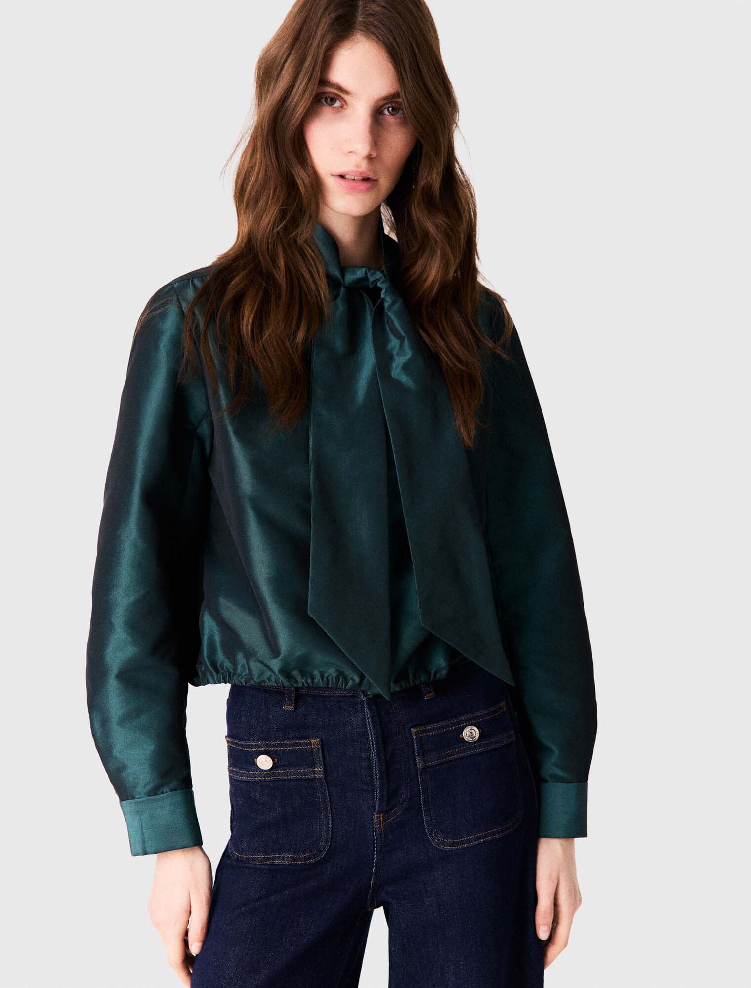 Camicia in raso con fiocco