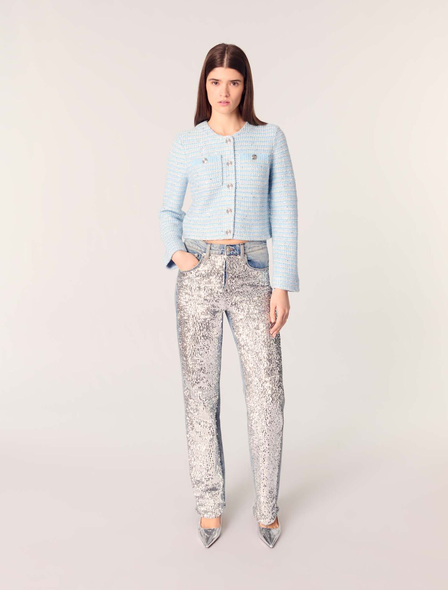 Cardigan con lustrini