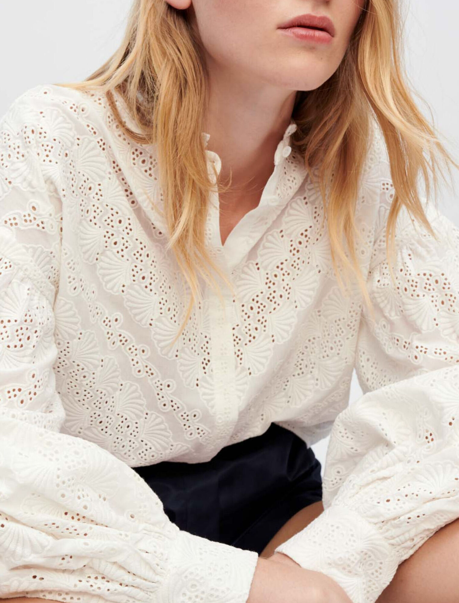 Camicia in cotone ricamato