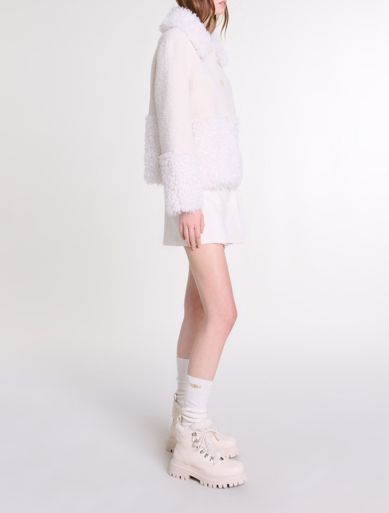 Cappotto corto in ecopelliccia