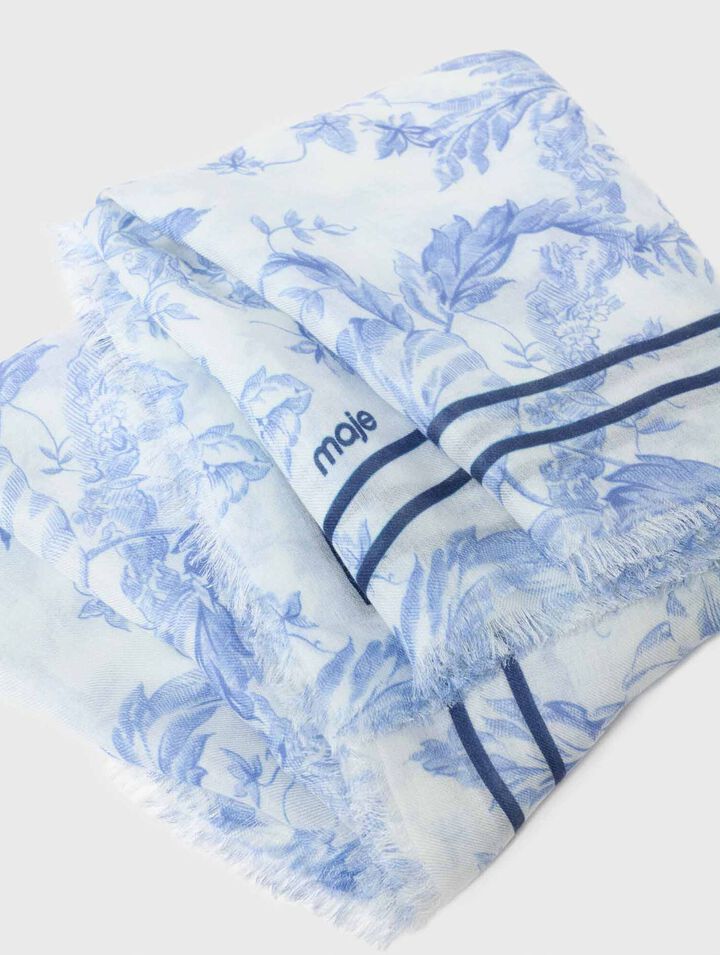 Scialle in misto lana stampa fiori