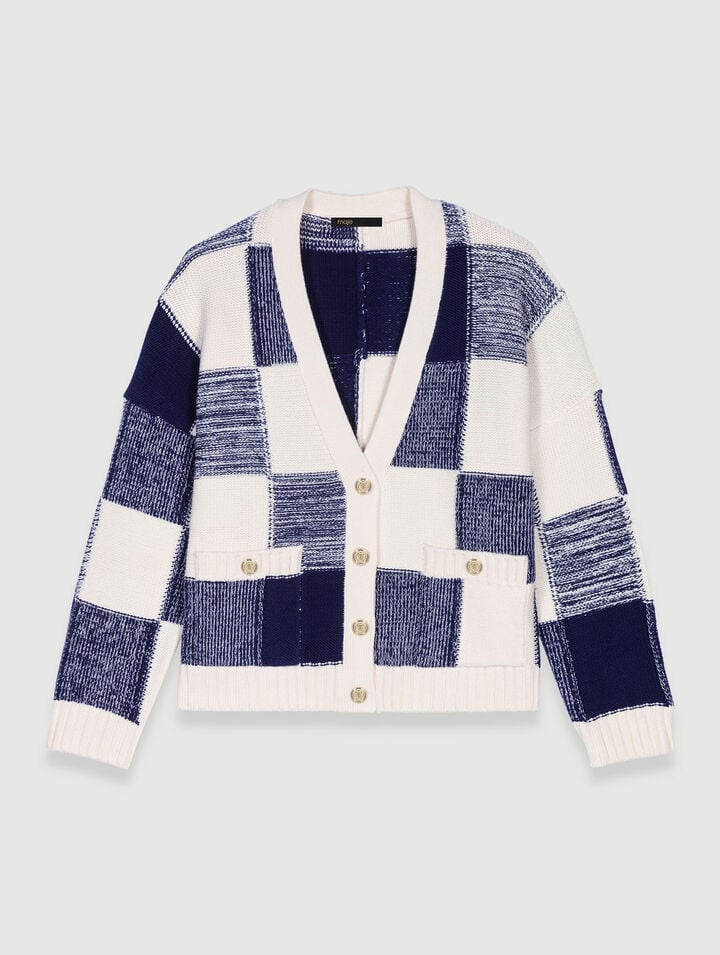 Cardigan in maglia a quadri