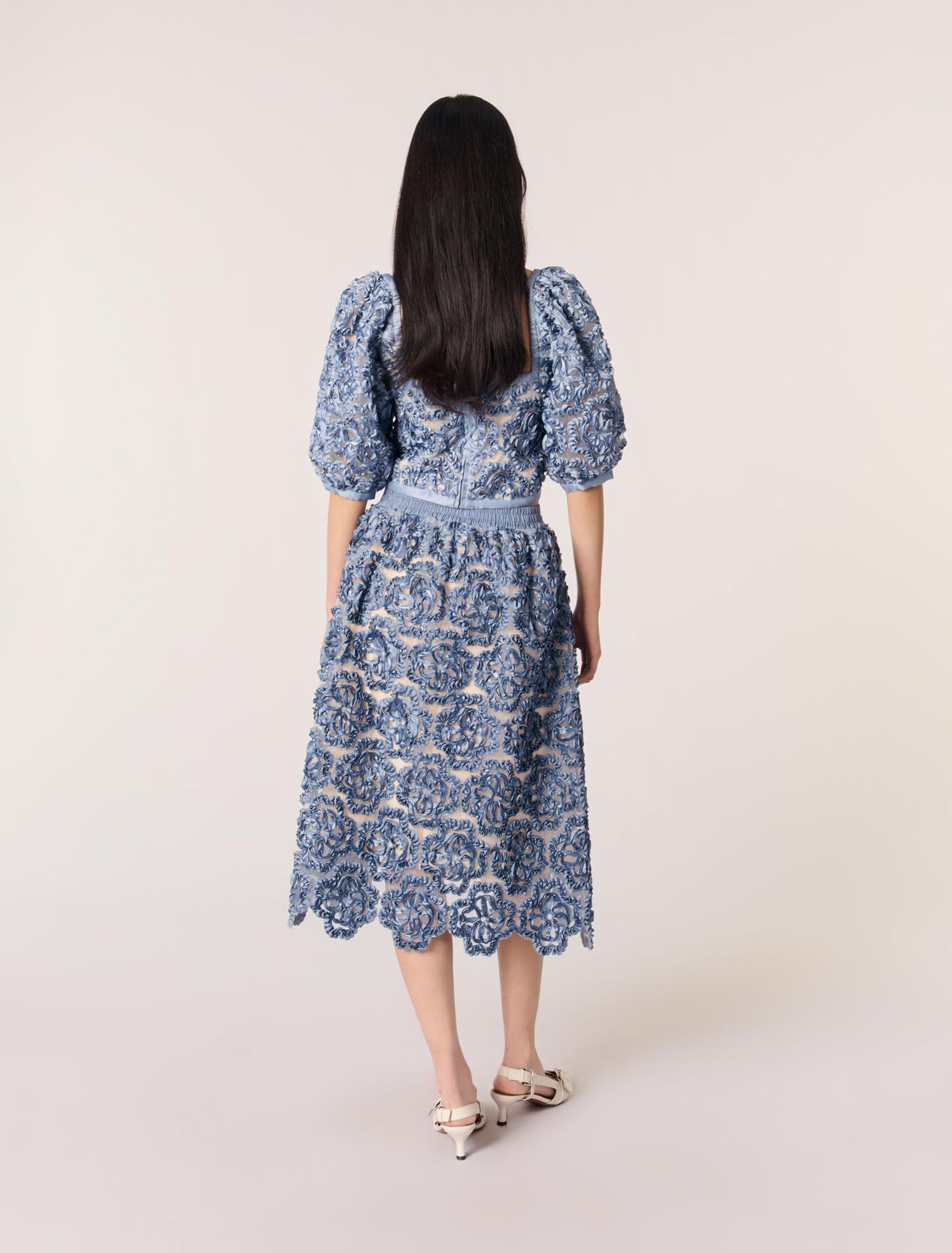 Gonna lunga organza motivo floreale