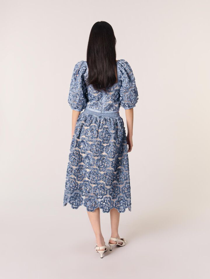 Gonna lunga organza motivo floreale