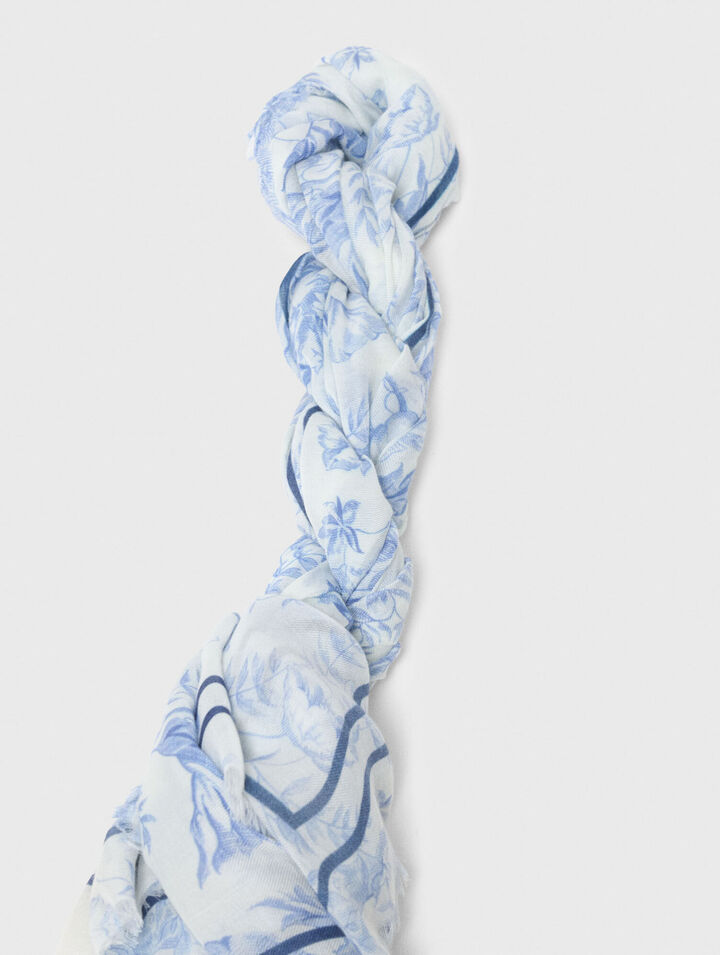 Scialle in misto lana stampa fiori