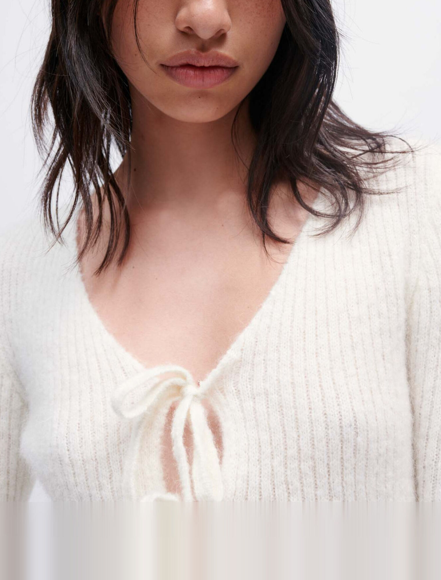 Cardigan in maglia elastica con lacci
