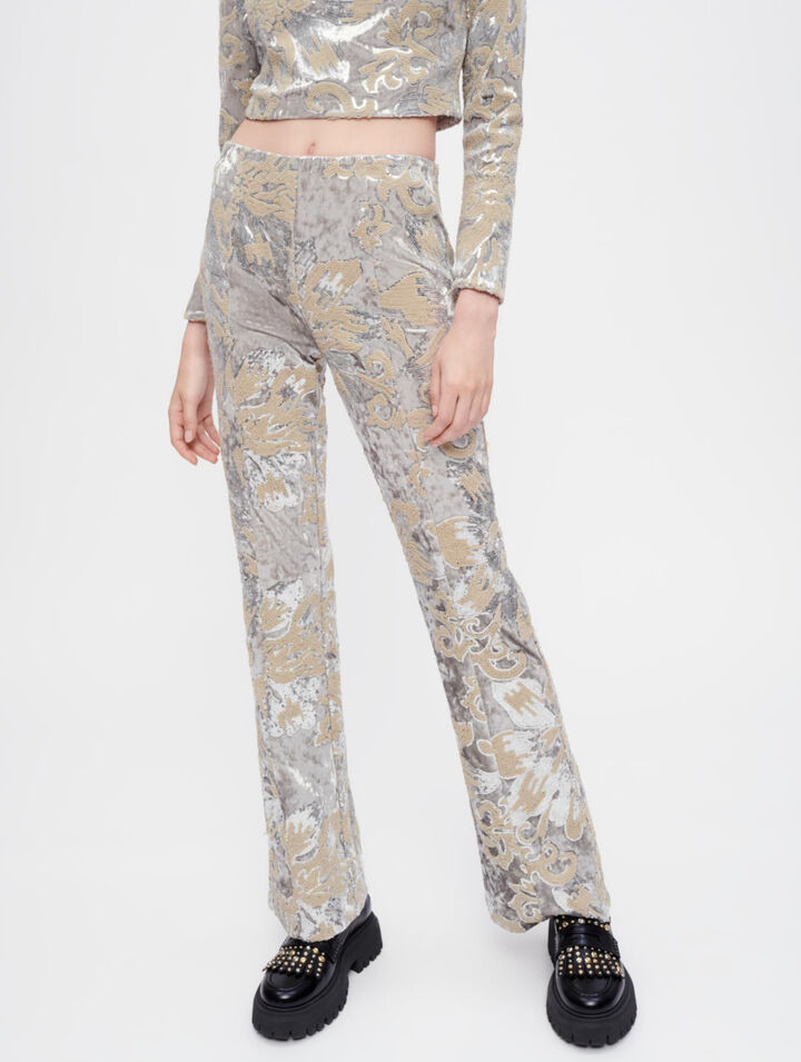 Pantaloni in velluto ricamato