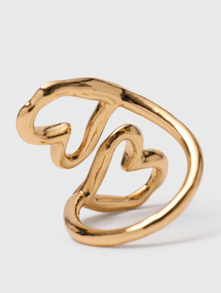 Anello doppio cuore placcato oro