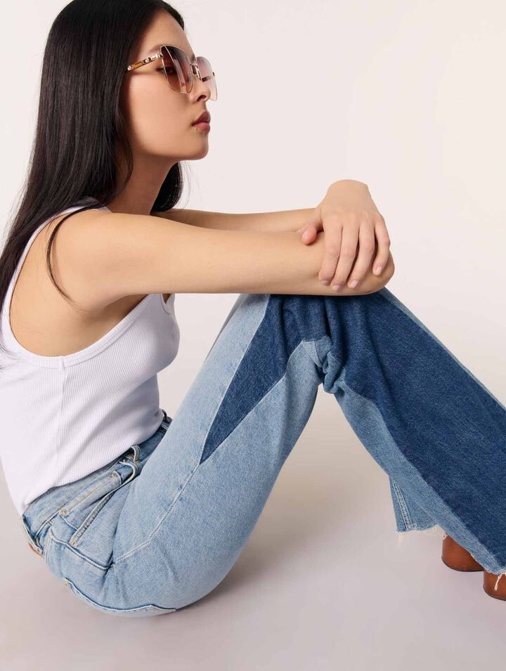 Jeans patchwork tricolore