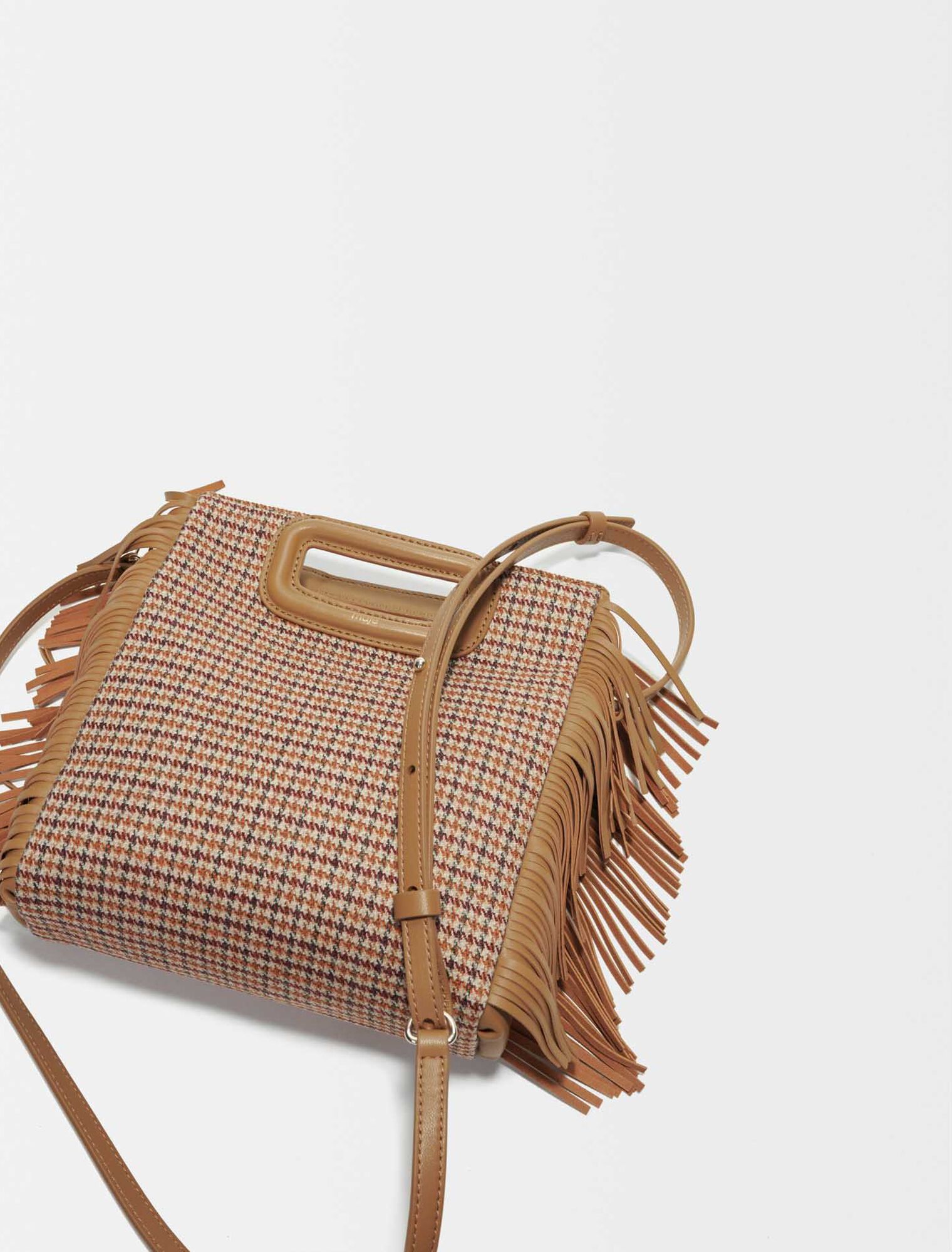 Borsa M in tela con motivi pied-de-poule