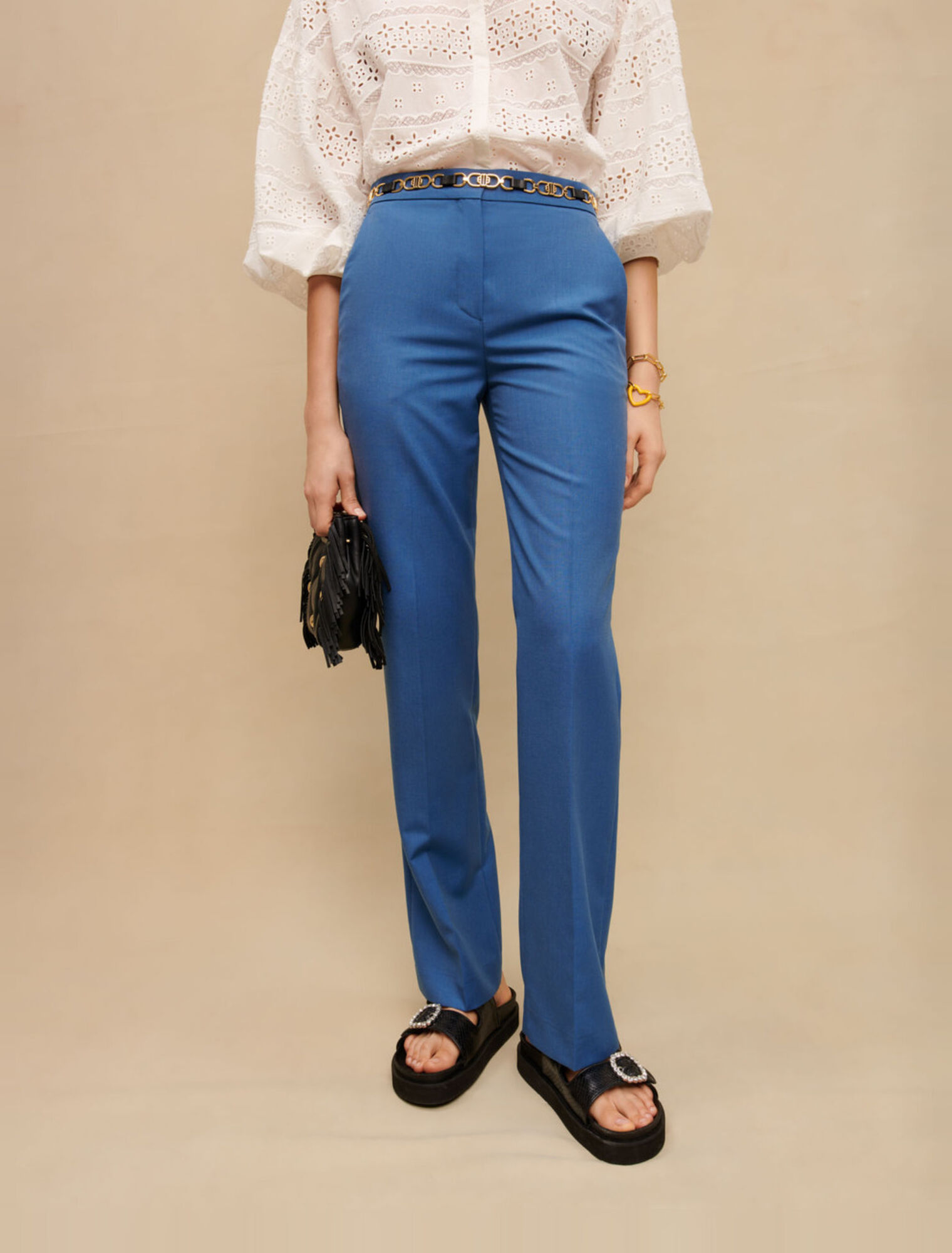 Pantaloni da abito dritti blu