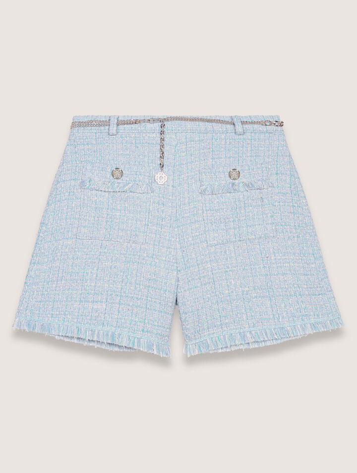 Shorts in tweed con cintura