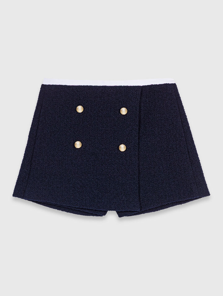 Shorts in tweed e banda a contrasto