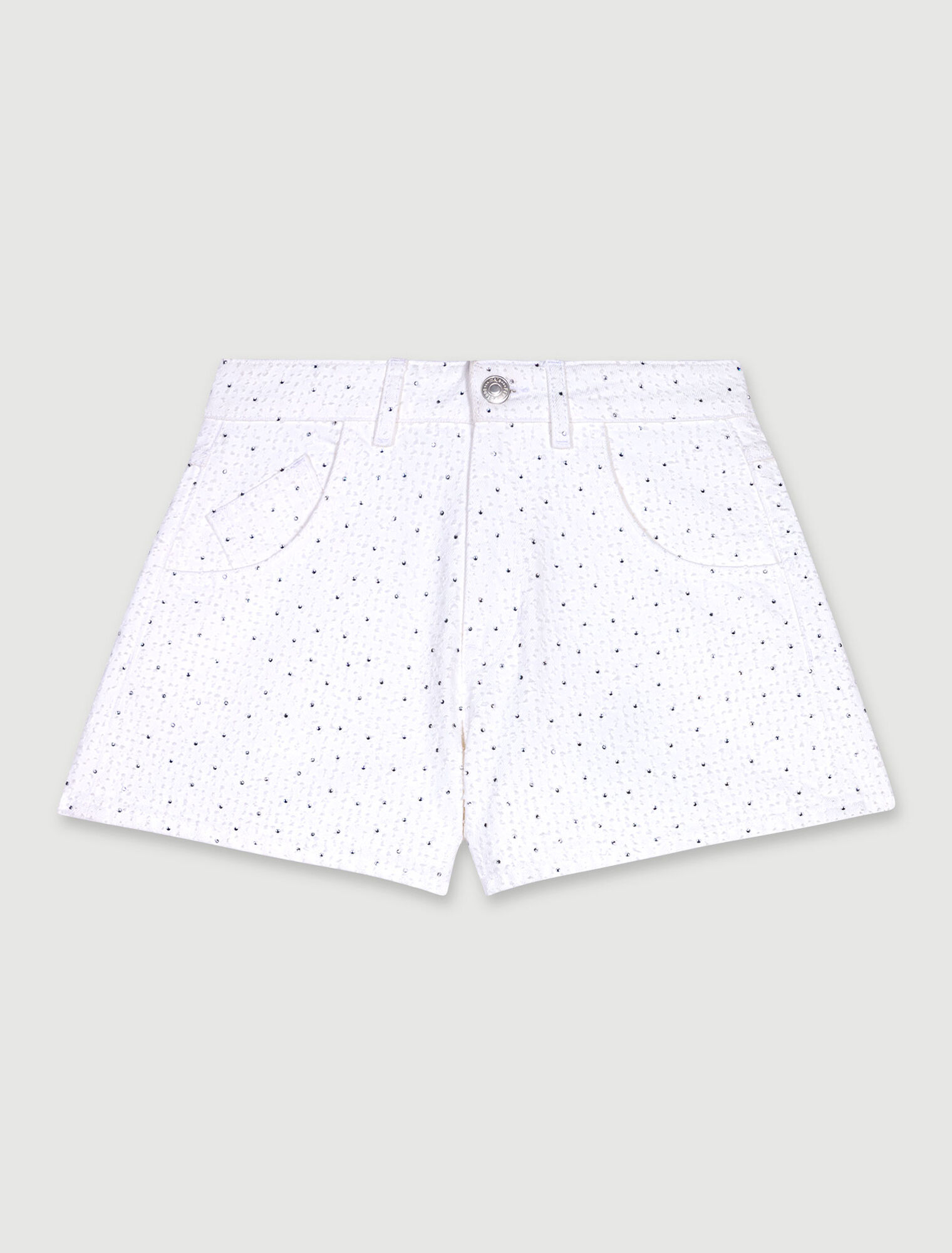 Shorts in denim con strass