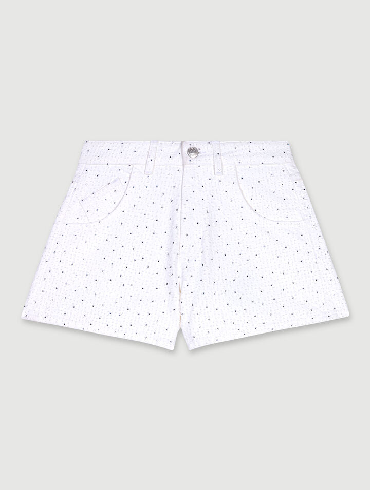 Shorts in denim con strass