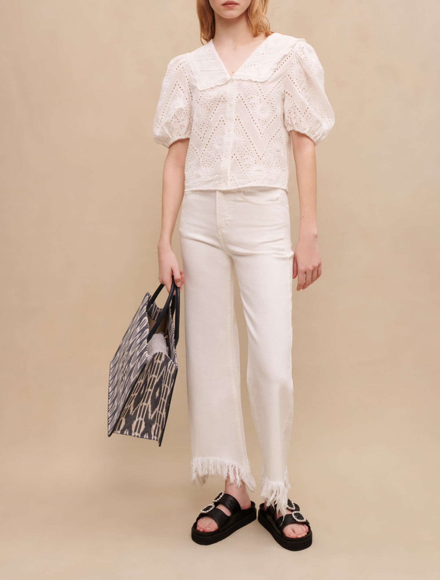 Jeans dritti con frange