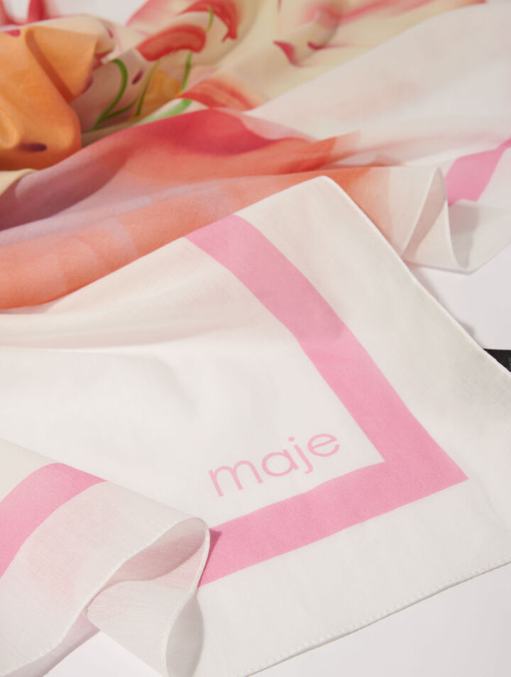 Pareo in cotone con stampa a fiori