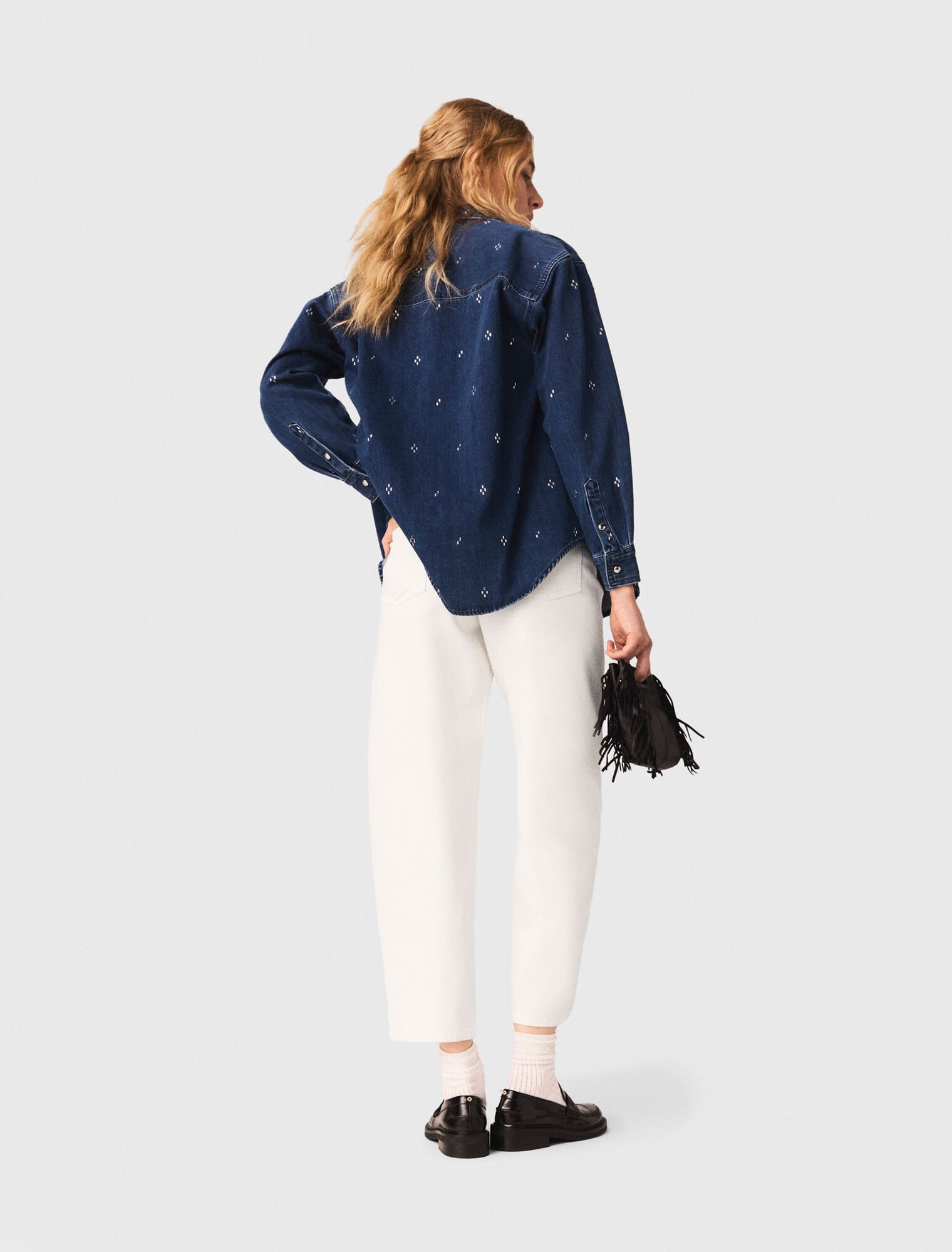 Camicia in denim con strass