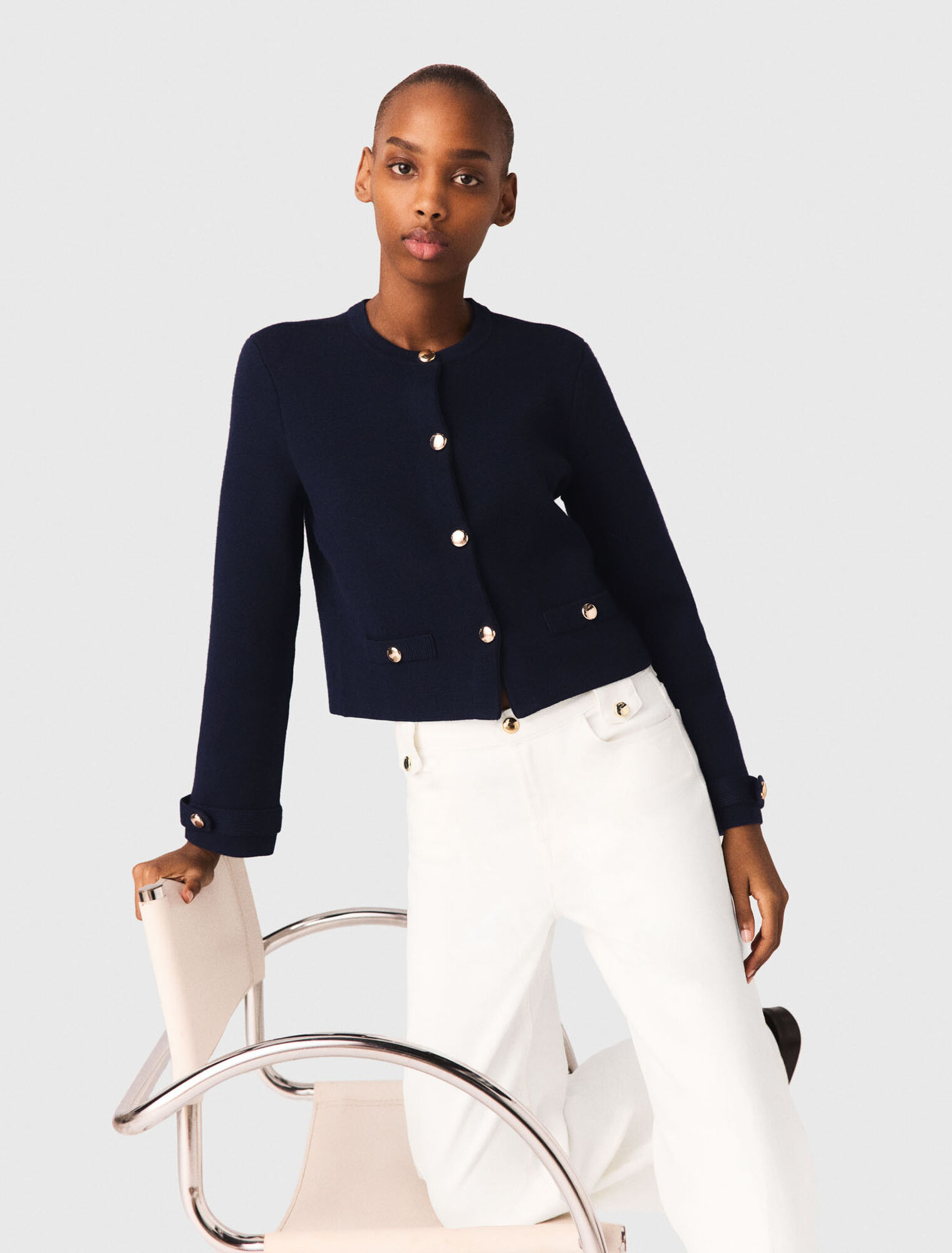 Cardigan con colletto rimovibile