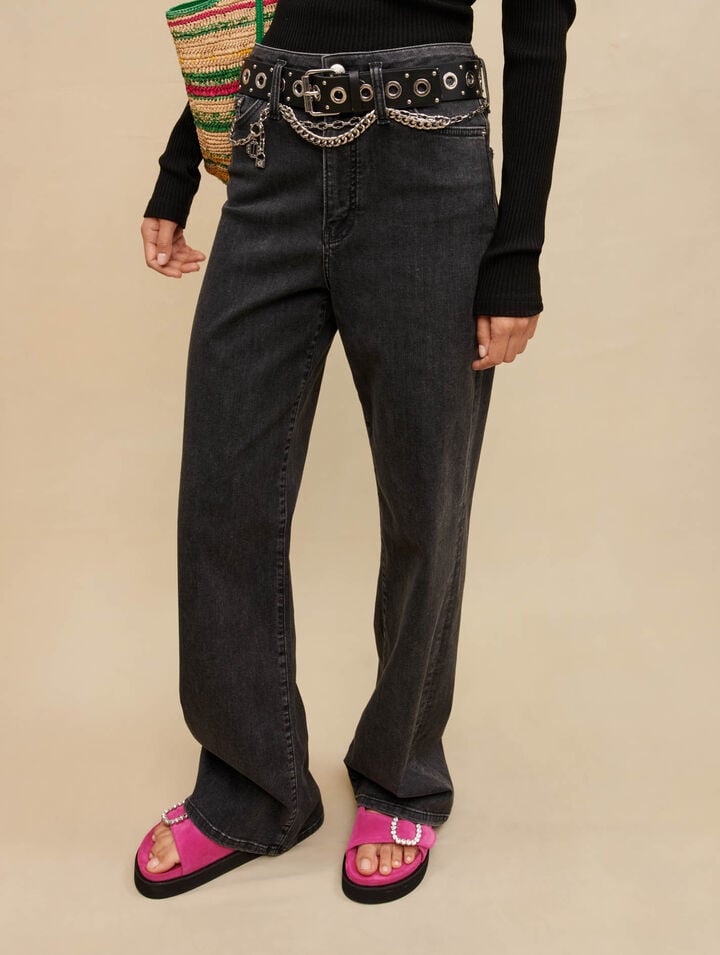 Jeans baggy con cintura nera