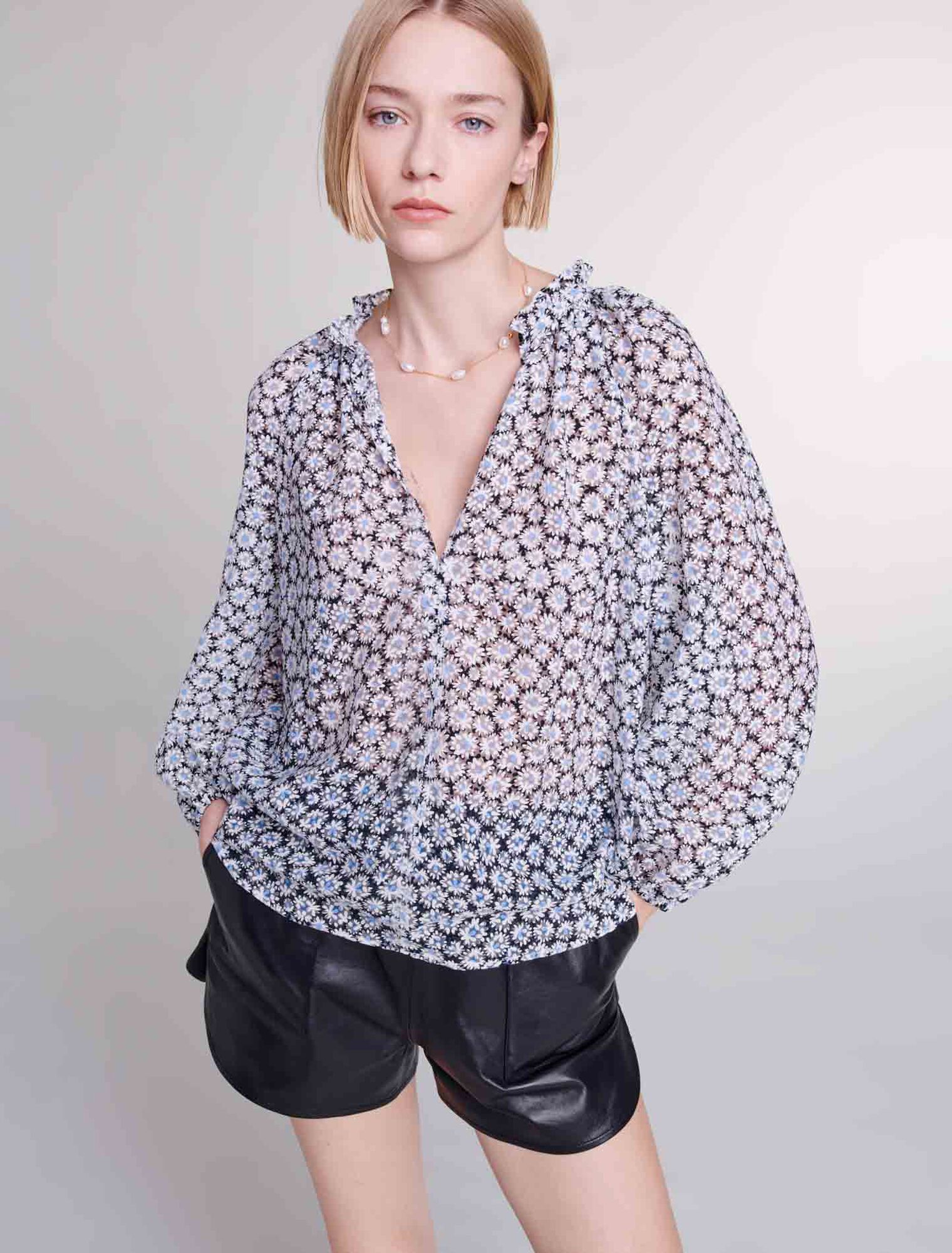 Blusa con stampa a fiori