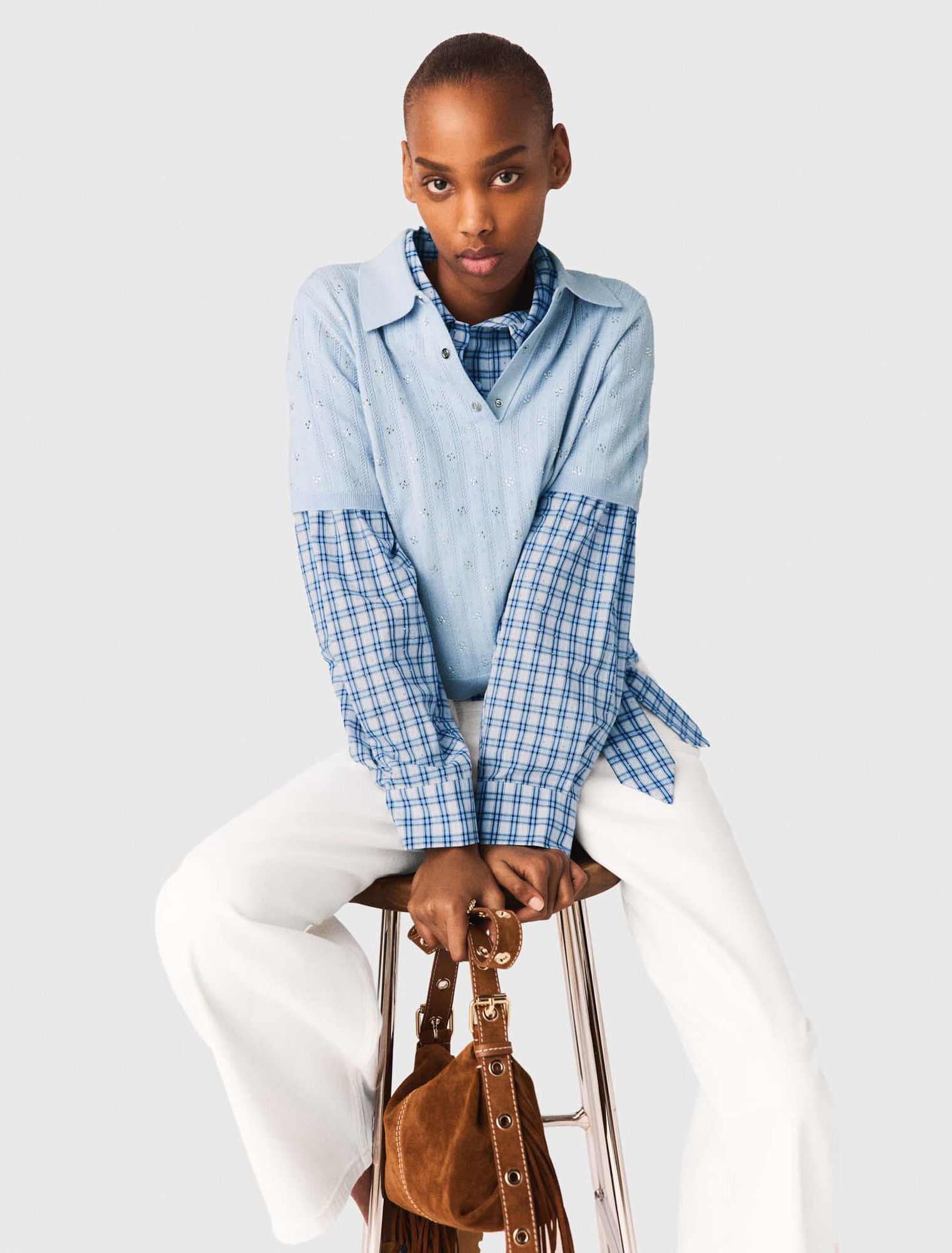 Pull corto strassato davanti