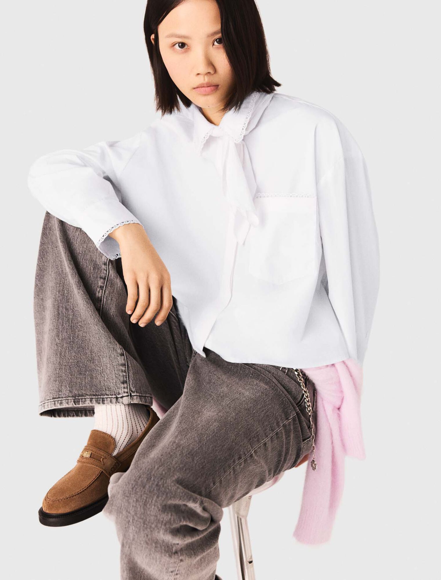 Camicia con colletto in crochet