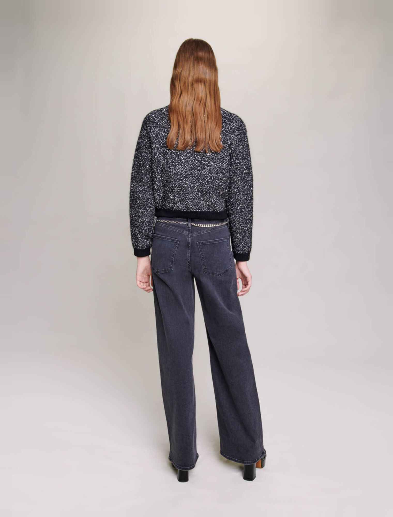 Cardigan corto effetto tweed